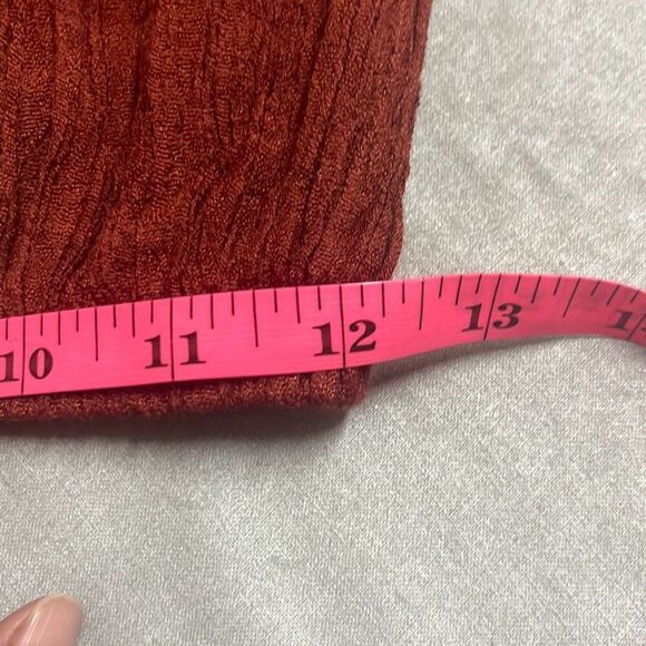 Savannah Morrow XS Kamala Crop Top Crinkled Silk Blend Deep V Neck Paprika Brown - Picture 7 of 8